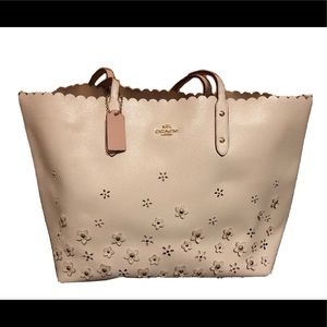 ivory coach bag, large, flower details